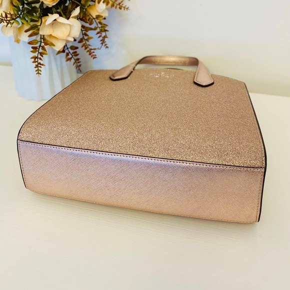 Kate spade purse tinsel glitter satchel handbag & wallet rose gold - Picture 6 of 10